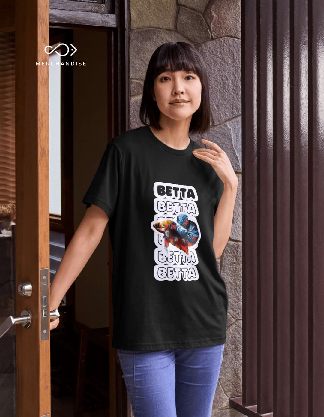 Guppy Vibes – Unisex Body-Fit Round Neck T-Shirt by Fishelly